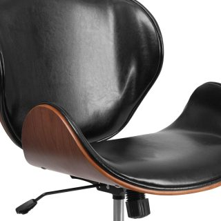 Black and Walnut Designer Office Chair with Lumbar Support