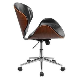 Black and Walnut Designer Office Chair with Lumbar Support