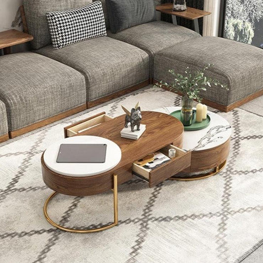Lyra Coffee Table, Walnut & White With Matching TV Stand