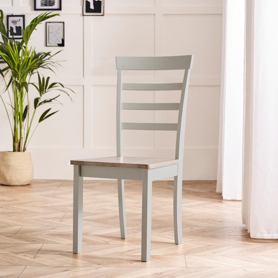 Salcombe Extending Light Grey Wooden Table with 2 Whitby Chairs & 1 Small Bench