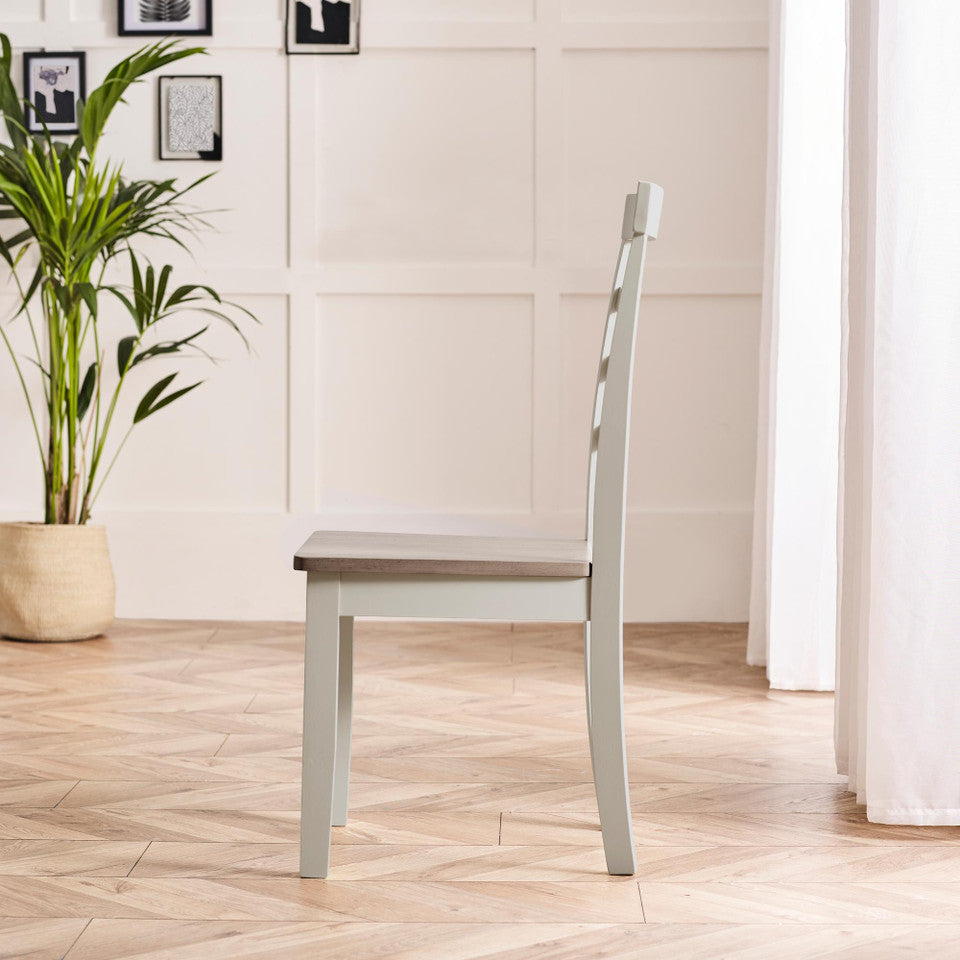 Salcombe Extending Light Grey Wooden Table with 2 Whitby Chairs & 1 Small Bench