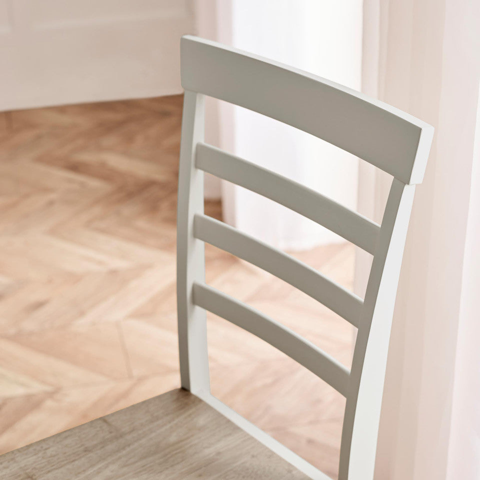 Salcombe Extending Light Grey Wooden Table with 2 Whitby Chairs & 1 Small Bench