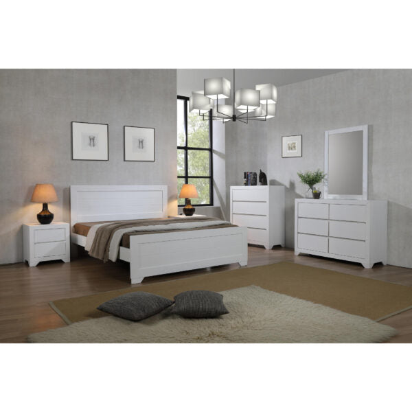 Woodsmith Zircon White 6 Drawer Dresser – Modern Chest of Drawers Bedroom Storage Cabinet