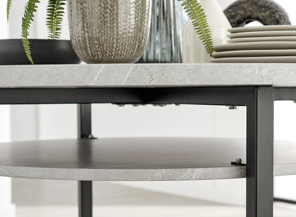 Adley Grey Concrete Effect Storage Dining Table & 4 Velvet Milan Black Leg Chairs