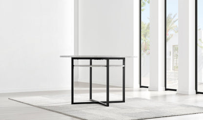 Adley Round Wood and Black Metal Storage 4 Seater Dining Table
