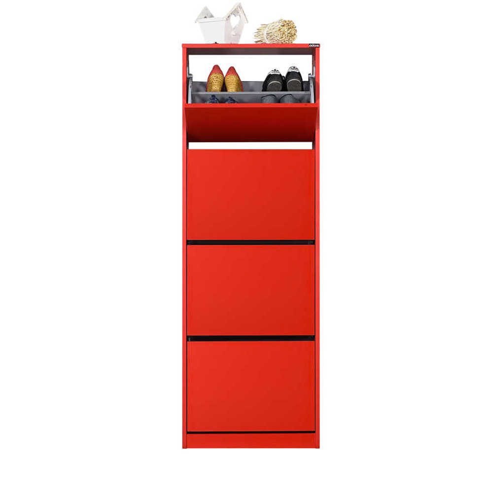 4 Tier Red Shoe Storage Cabinet – Holds 24 Pairs
