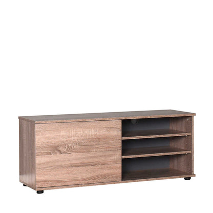 124cm Latte Oak TV Unit with Open Shelves & Cupboard