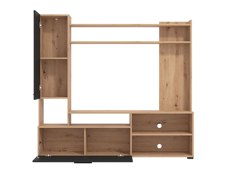 Algarve Artisan Oak Effect And Black TV Entertainment Unit