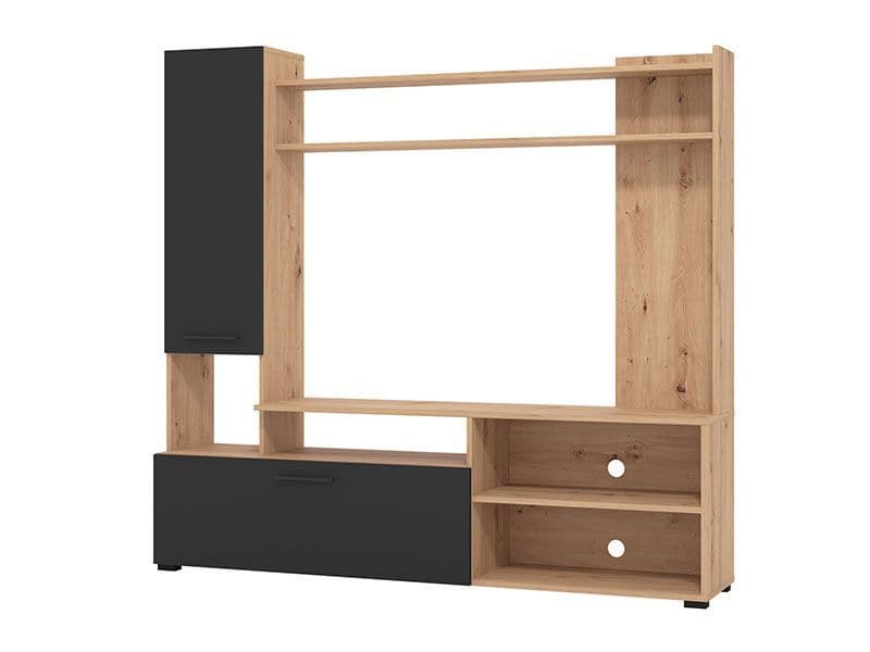 Algarve Artisan Oak Effect And Black TV Entertainment Unit