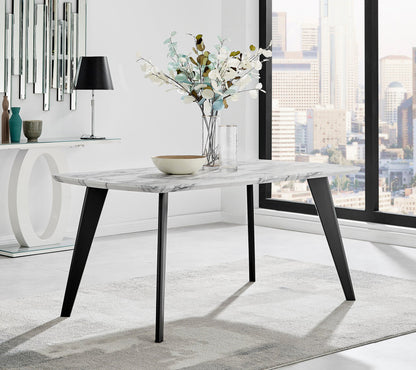 Andria Black Leg Marble Effect Dining Table and 6 Corona Black Leg Chairs