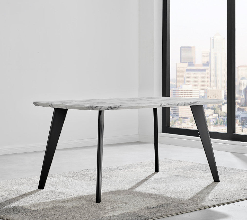 Andria Black Leg Marble Effect Dining Table and 6 Pesaro Black Leg Chairs