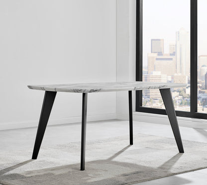 Andria Black Leg Marble Effect Dining Table and 6 Corona Black Leg Chairs