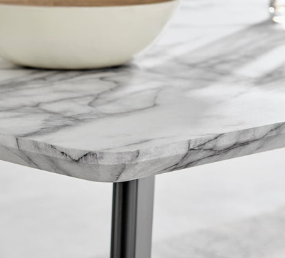 Andria Black Leg Marble Effect Dining Table and 6 Corona Black Leg Chairs