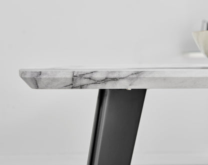 Andria Black Leg Marble Effect Dining Table and 6 Corona Black Leg Chairs