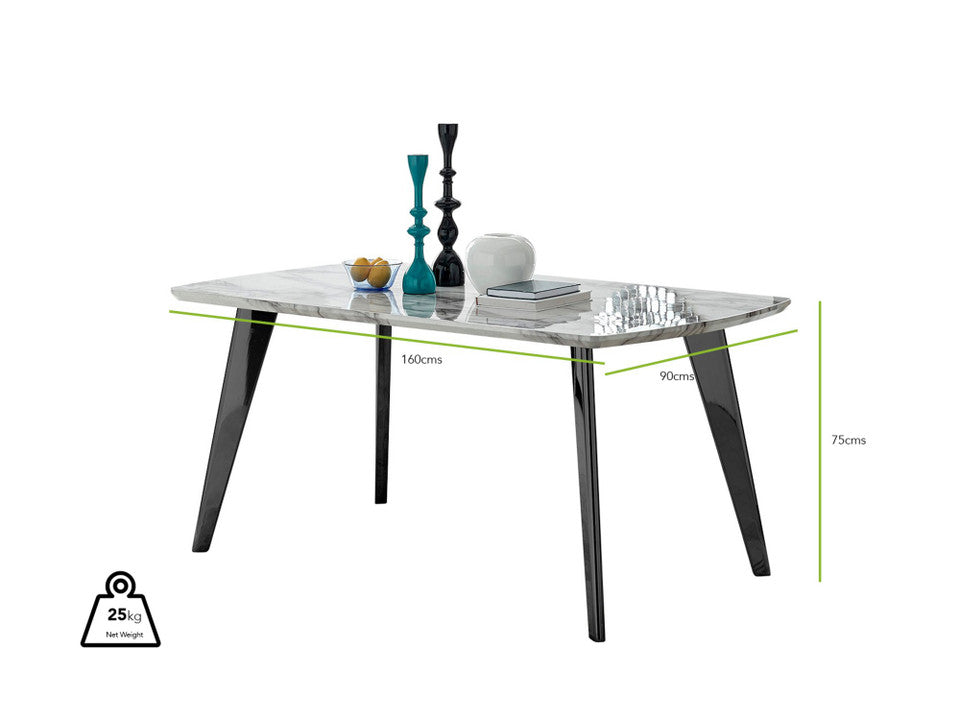 Andria Black Leg Marble Effect Dining Table and 6 Pesaro Black Leg Chairs