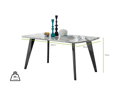Andria Black Leg Marble Effect Dining Table and 6 Pesaro Black Leg Chairs