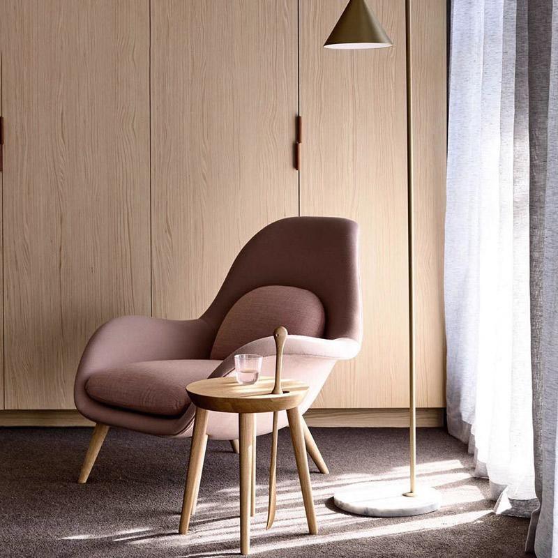 Fredericia Swoon Armchair And Footstool, Velvet, Brown