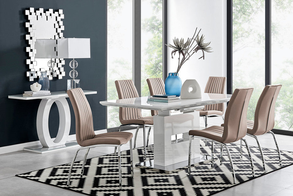 Arezzo Large Extending Dining Table and 6 Isco Chairs