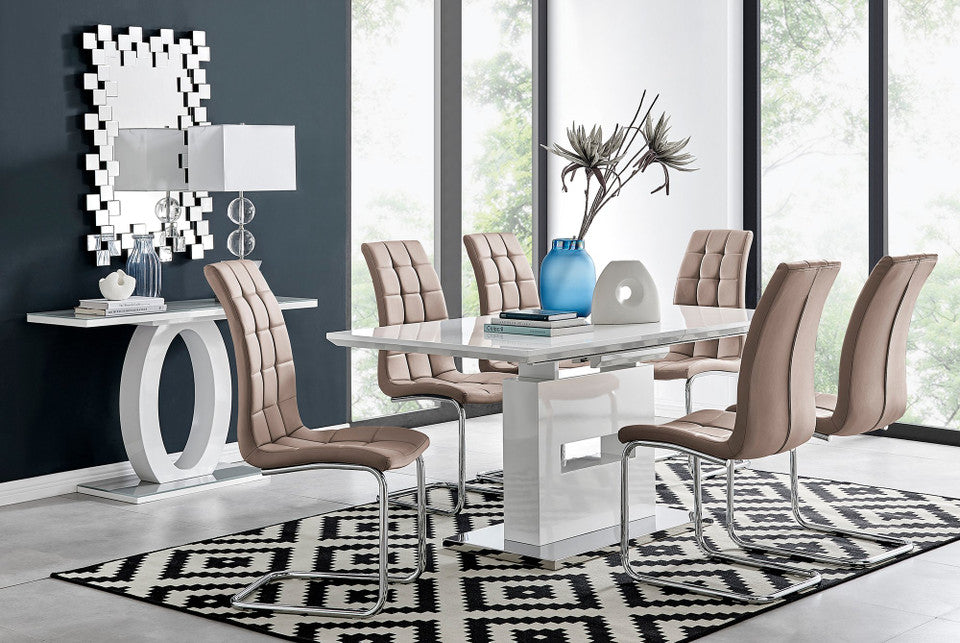 Arezzo Large Extending Dining Table and 6 Murano Chairs