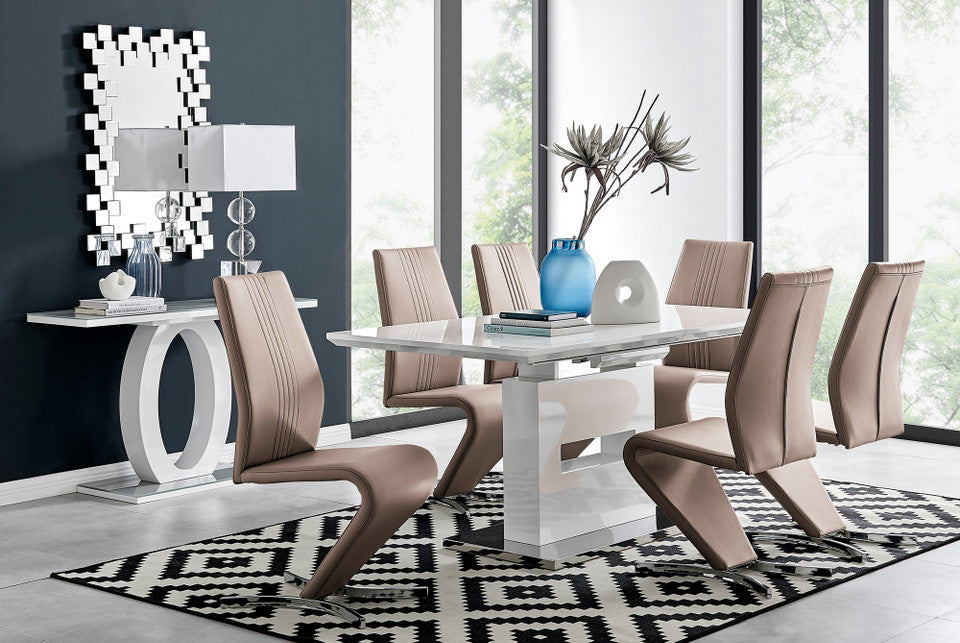 Arezzo Large Extending Dining Table and 6 Willow Chairs