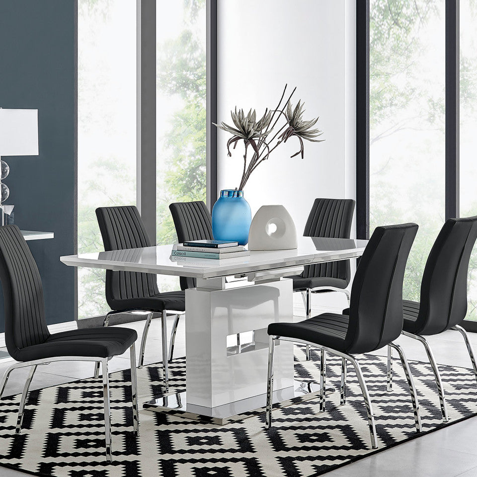 Arezzo Large Extending Dining Table and 6 Isco Chairs