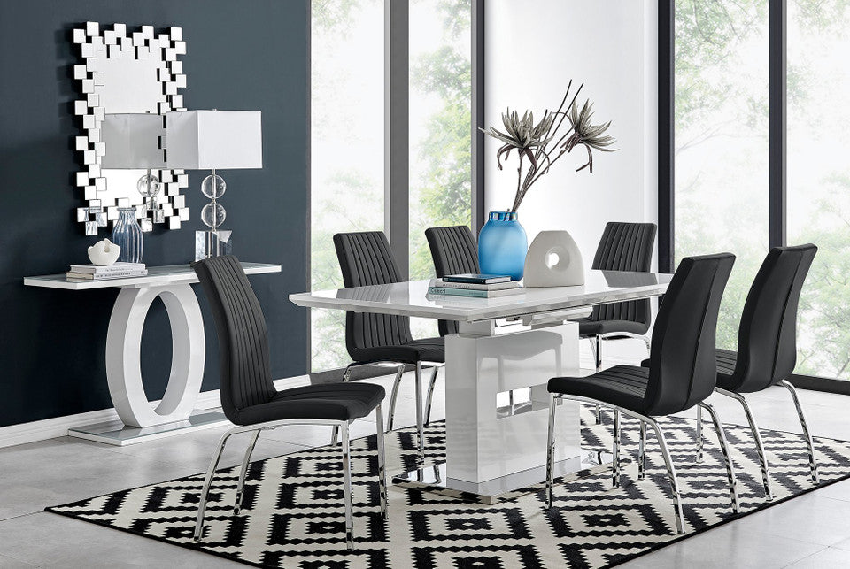 Arezzo Large Extending Dining Table and 6 Isco Chairs