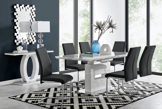 Arezzo Large Extending Dining Table and 6 Lorenzo Chairs