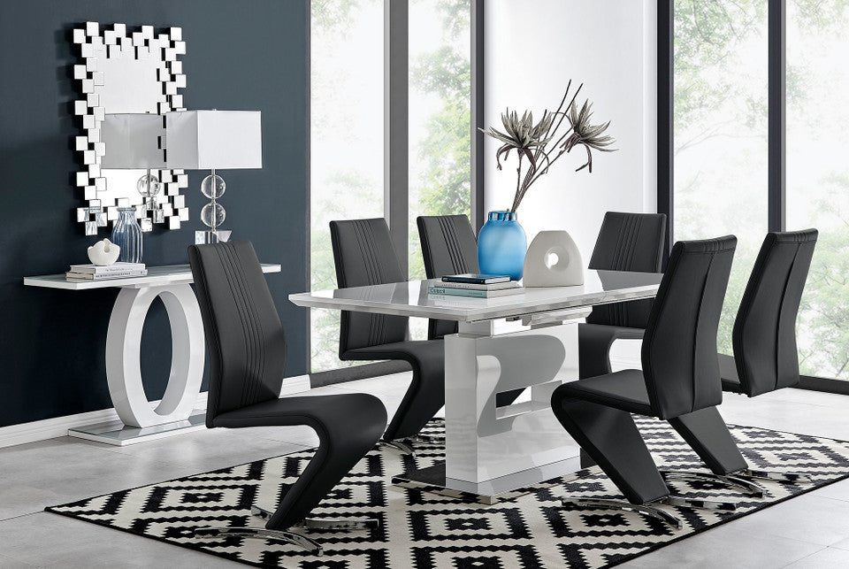 Arezzo Large Extending Dining Table and 6 Willow Chairs