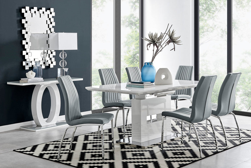 Arezzo Large Extending Dining Table and 6 Isco Chairs