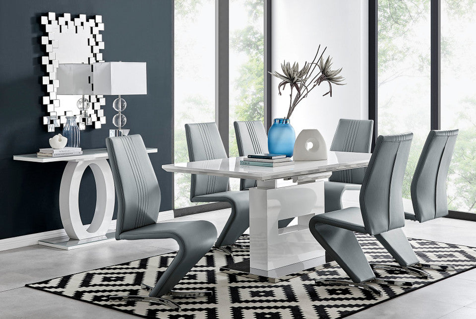 Arezzo Large Extending Dining Table and 6 Willow Chairs