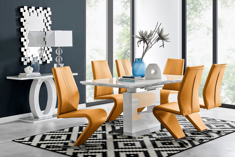 Arezzo Large Extending Dining Table and 6 Willow Chairs