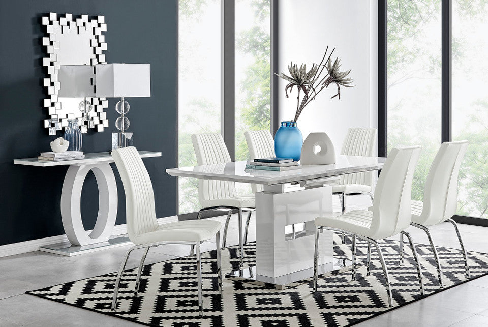Arezzo Large Extending Dining Table and 6 Isco Chairs