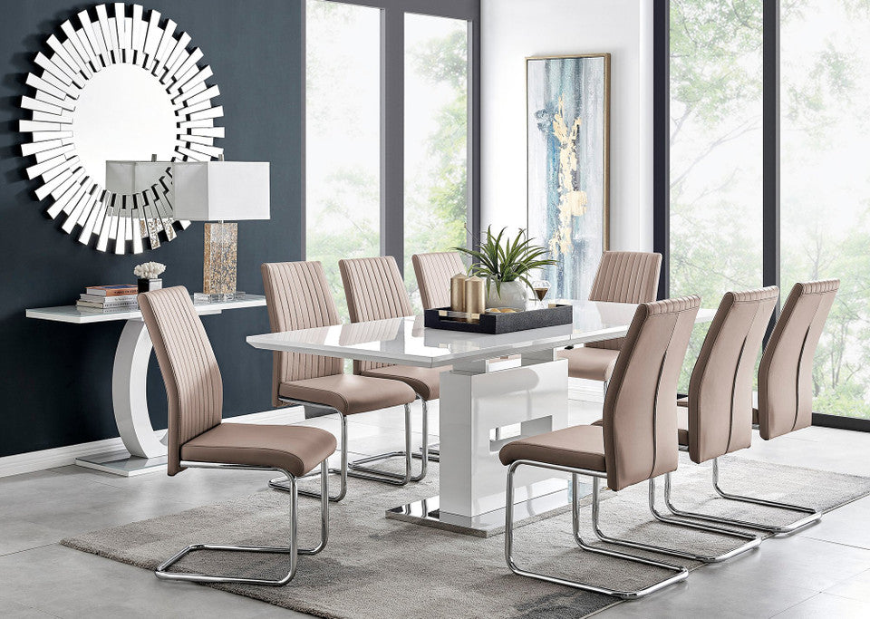 Arezzo Large Extending Dining Table and 8 Lorenzo Chairs