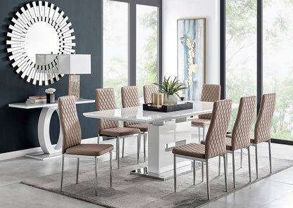 Arezzo Large Extending Dining Table and 8 Milan Chairs