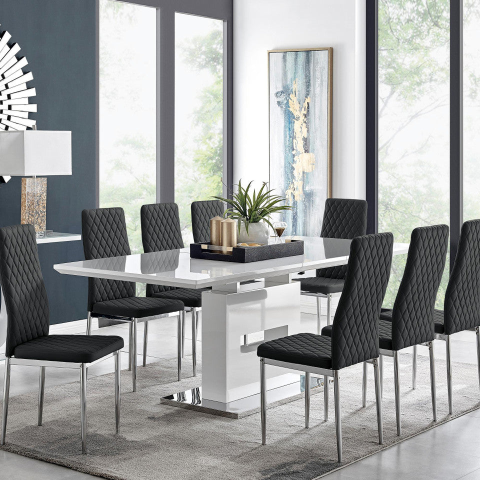 Arezzo Large Extending Dining Table and 8 Milan Chairs
