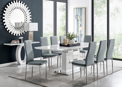 Arezzo Large Extending Dining Table and 8 Milan Chairs