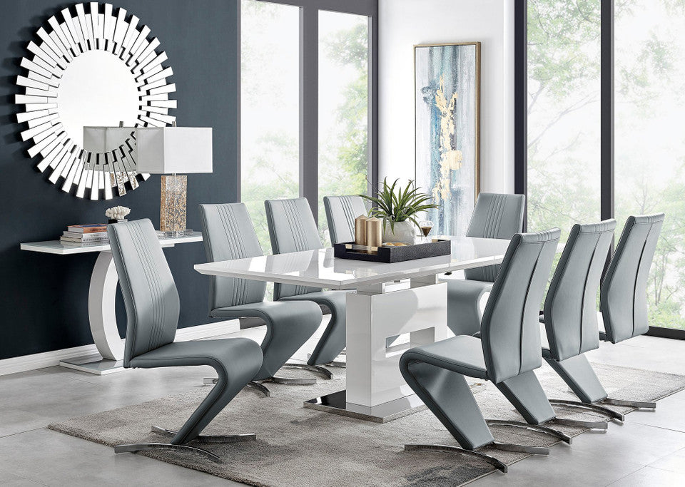 Arezzo Large Extending Dining Table and 8 Willow Chairs