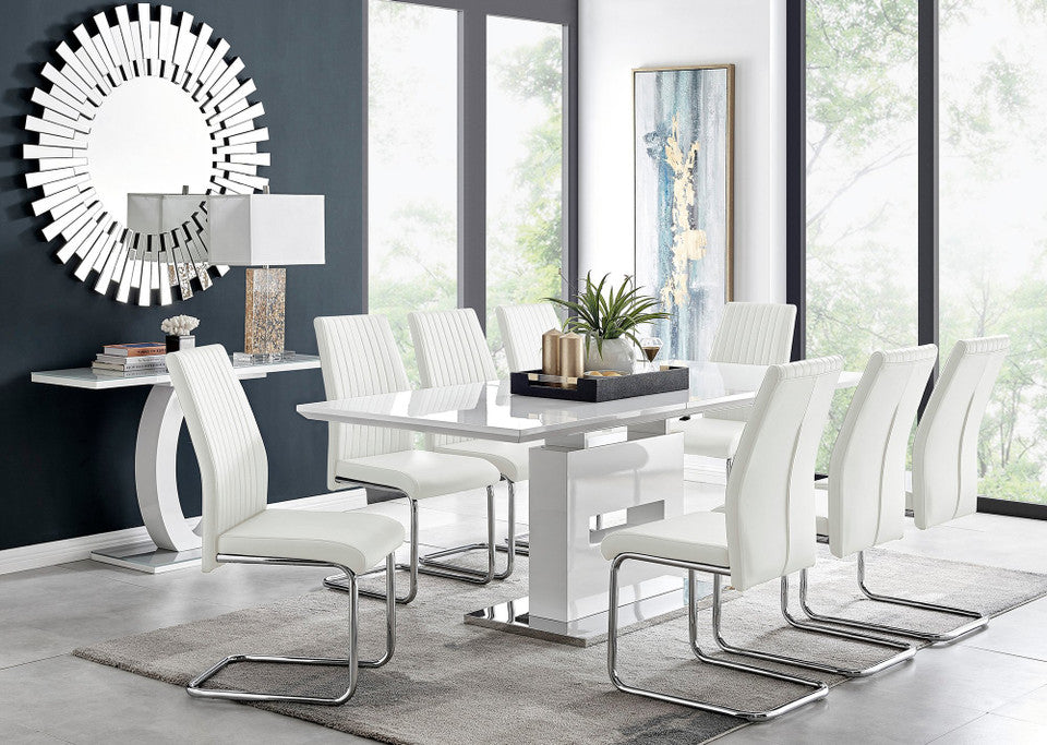 Arezzo Large Extending Dining Table and 8 Lorenzo Chairs