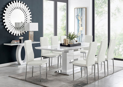 Arezzo Large Extending Dining Table and 8 Milan Chairs