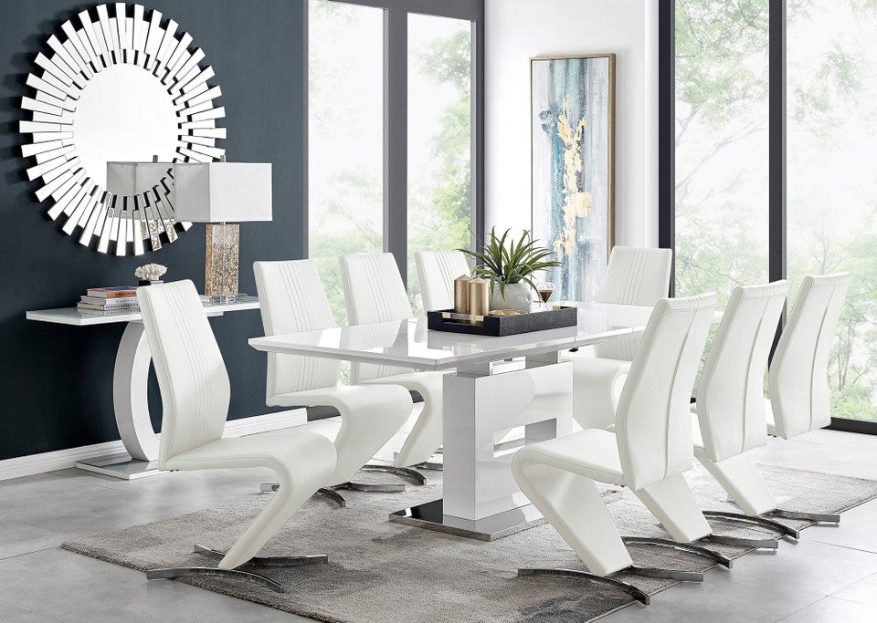 Arezzo Large Extending Dining Table and 8 Willow Chairs