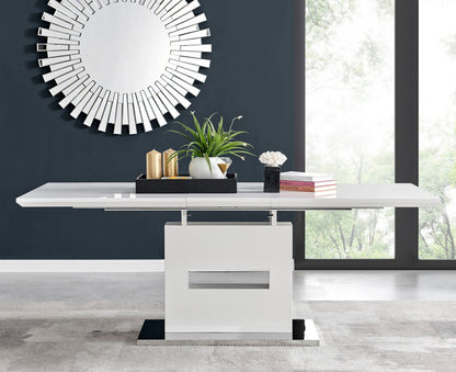 Arezzo Large Extending Dining Table and 8 Velvet Milan Black Leg Chairs