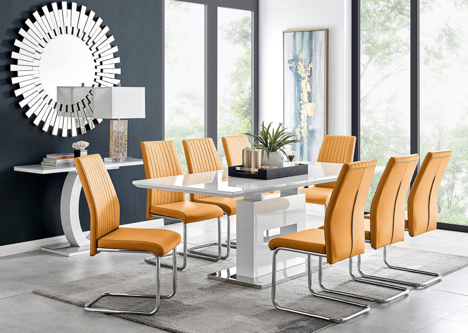 Arezzo Large Extending Dining Table and 8 Lorenzo Chairs