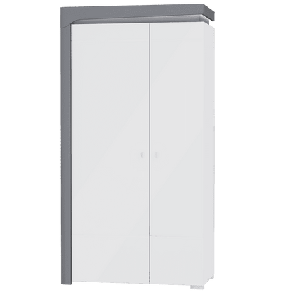 Athens Grey And White Gloss 2 Door Wardrobe With LED Lights