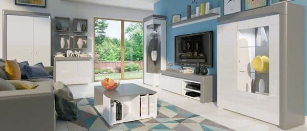 Athens Grey And White Gloss 2 Door Wardrobe With LED Lights