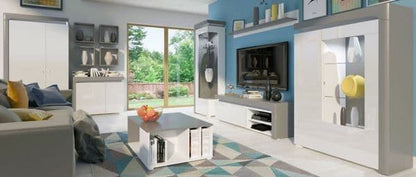 Athens Grey And White Gloss 2 Door Wardrobe With LED Lights