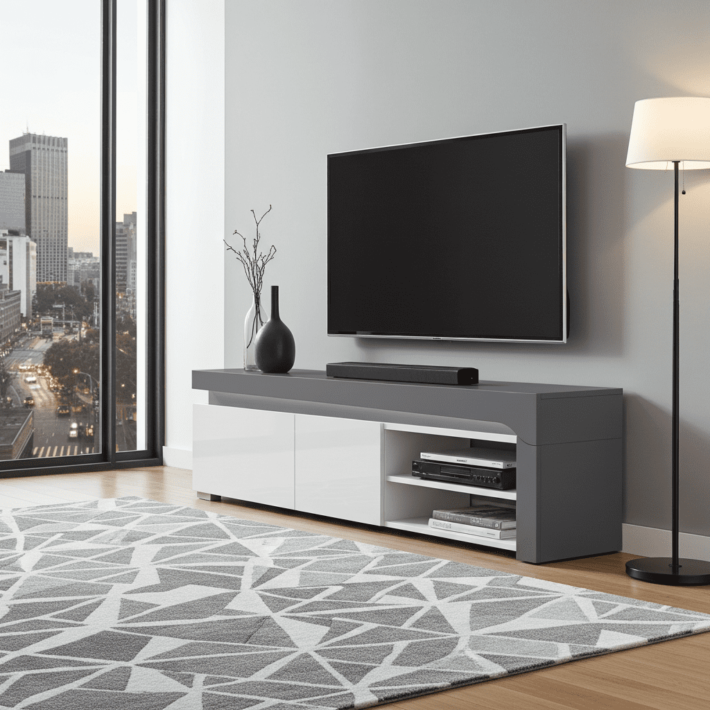 Atlantis Matte Black Large TV Cabinet