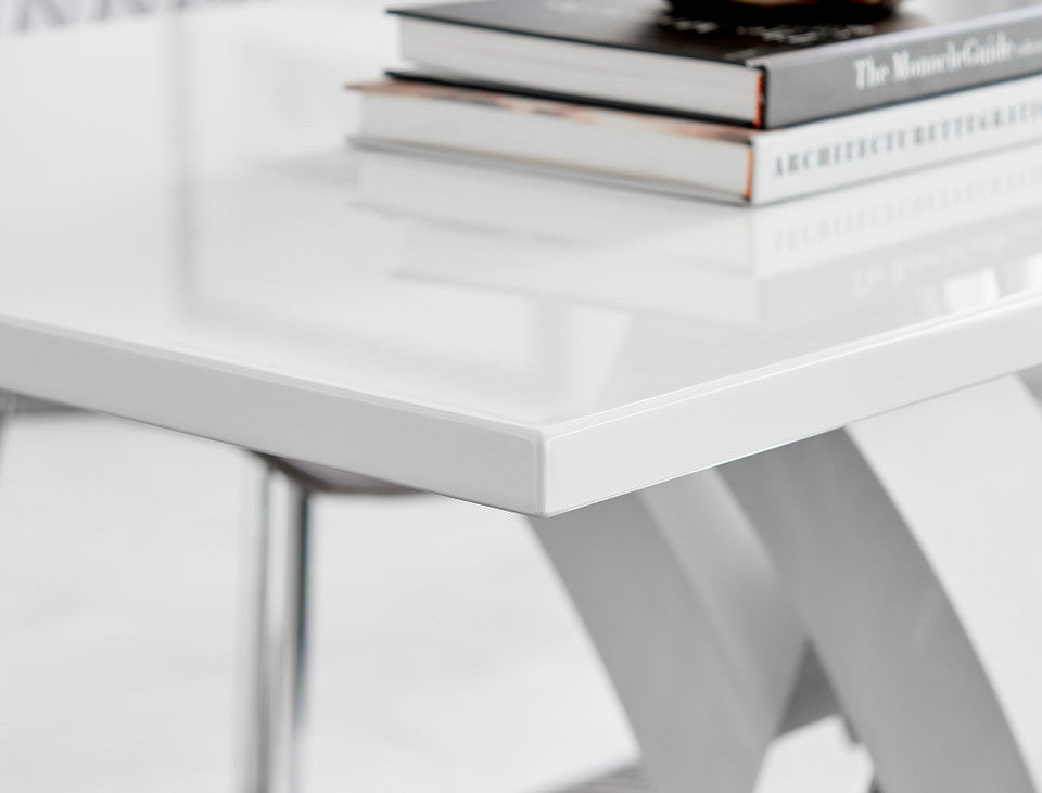 Atlanta 4 White Dining Table and 4 Milan Black Leg Chairs