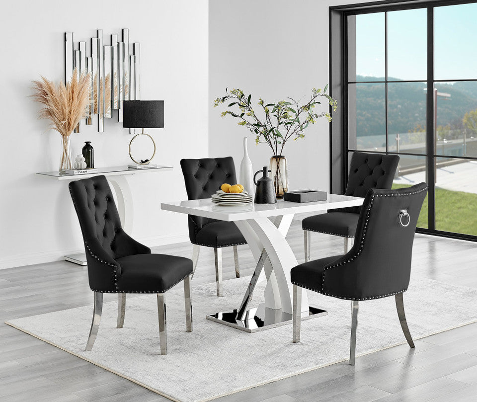 Atlanta 4 Table & 4 Velvet Belgravia Chairs