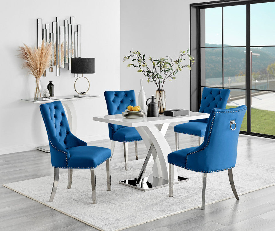 Atlanta 4 Table & 4 Velvet Belgravia Chairs
