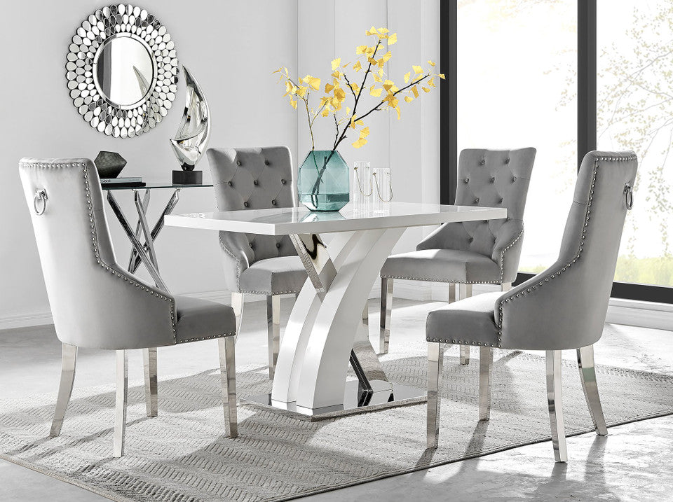 Atlanta 4 Table & 4 Velvet Belgravia Chairs